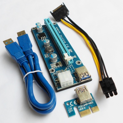 Райзер / Riser USB3.0 PCI-E 1X на 16X, 6pin (ver.006C)